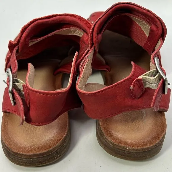 Miz Mooz womans Fifi shoes 37 us 6.5-7 red Leather Ankle-Strap Sandals suede