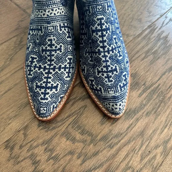 Momo New York Tile Mosaic Indigo Western Boots x Anthropologie
