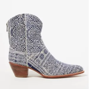 Momo New York Tile Mosaic Indigo Western Boots x Anthropologie