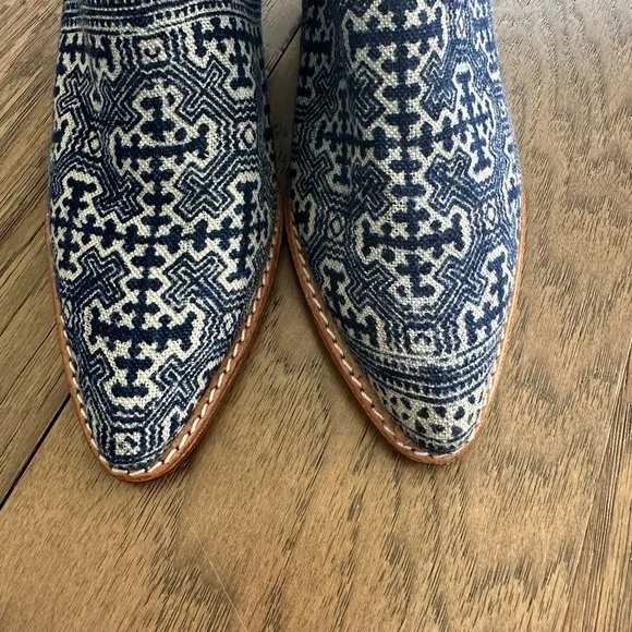Momo New York Tile Mosaic Indigo Western Boots x Anthropologie