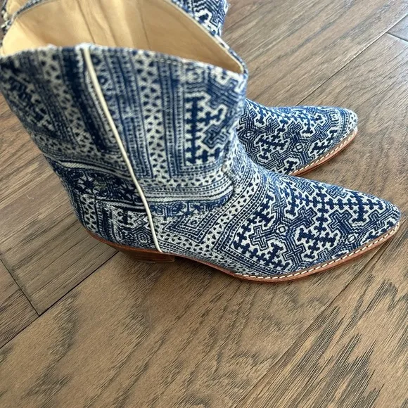 Momo New York Tile Mosaic Indigo Western Boots x Anthropologie