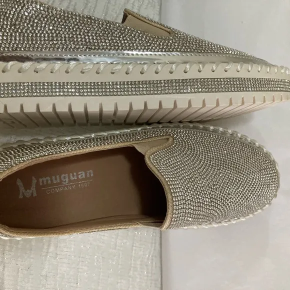 Muguan Silver Slip-On Shoes
