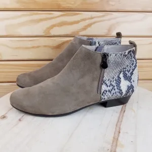 Munro 10.5 US Snakeskin Print Leather/Suede Dual Zip Casual Ankle Boots Shoe NEW