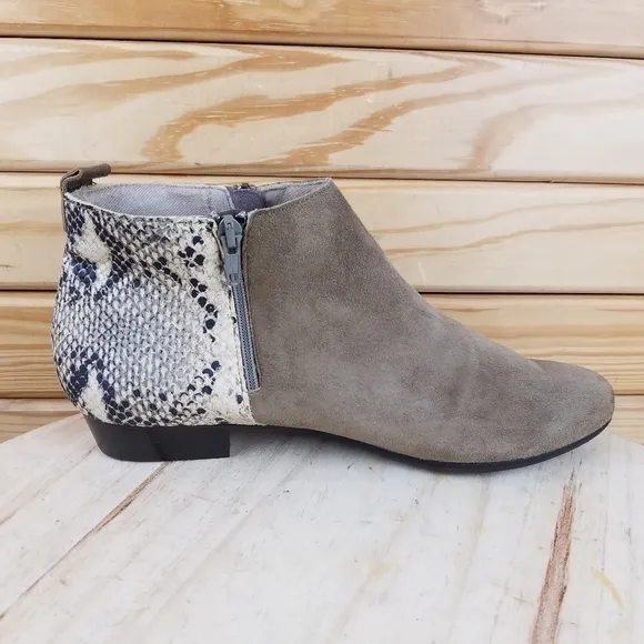 Munro 10.5 US Snakeskin Print Leather/Suede Dual Zip Casual Ankle Boots Shoe NEW