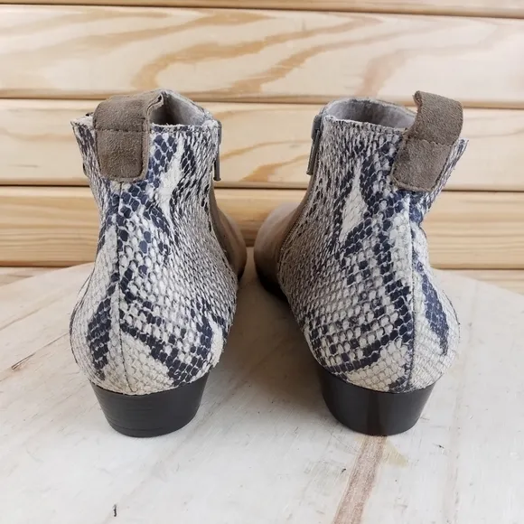 Munro 10.5 US Snakeskin Print Leather/Suede Dual Zip Casual Ankle Boots Shoe NEW