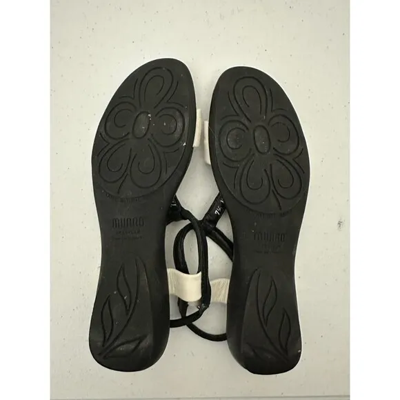 Munro Faran Sandals Black Off White Women’s 7.5M Custom Made Shoes
