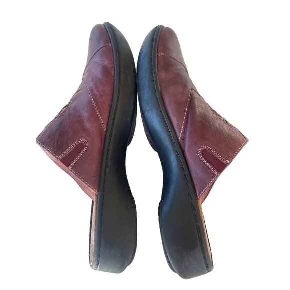 Naot Womens Shoes Mule Clog Black Floral EU 41 Red Wine Leather Slip On 10/10.5