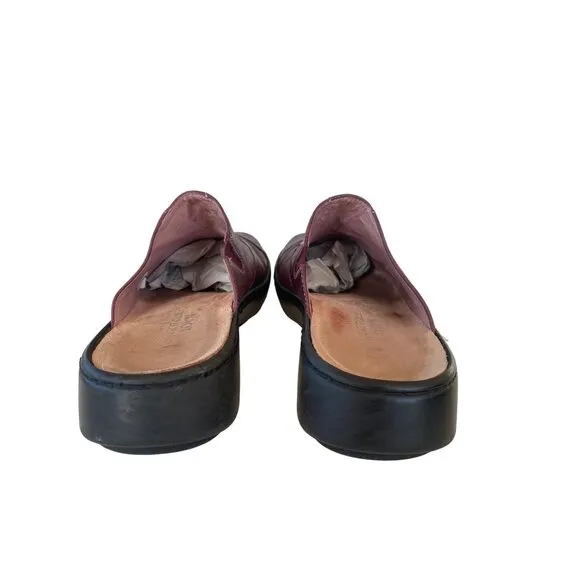 Naot Womens Shoes Mule Clog Black Floral EU 41 Red Wine Leather Slip On 10/10.5