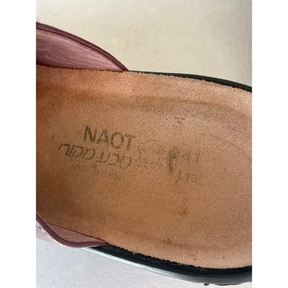Naot Womens Shoes Mule Clog Black Floral EU 41 Red Wine Leather Slip On 10/10.5