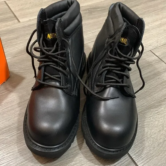 National Black Leather Composite Toe Electric Hazard Boots New in Box Size 10