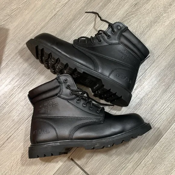 National Black Leather Composite Toe Electric Hazard Boots New in Box Size 10