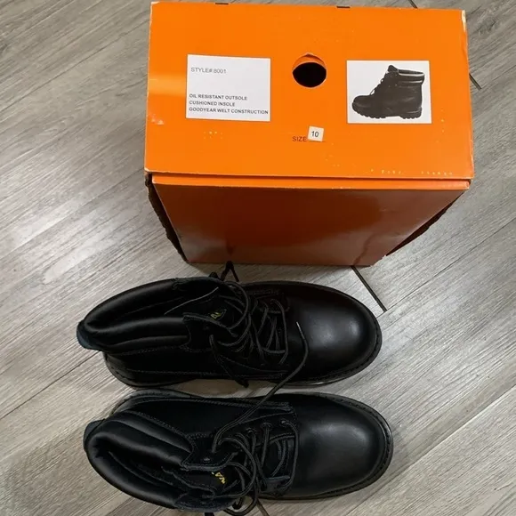 National Black Leather Composite Toe Electric Hazard Boots New in Box Size 10