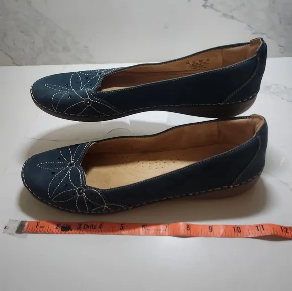 Naturalizer EUC Kipper Teal Blue Suede Size 12W Leather Loafer Flats Shoes