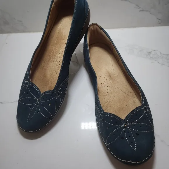 Naturalizer EUC Kipper Teal Blue Suede Size 12W Leather Loafer Flats Shoes