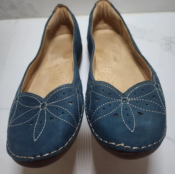 Naturalizer EUC Kipper Teal Blue Suede Size 12W Leather Loafer Flats Shoes