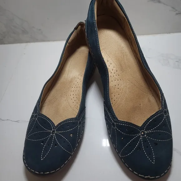 Naturalizer EUC Kipper Teal Blue Suede Size 12W Leather Loafer Flats Shoes