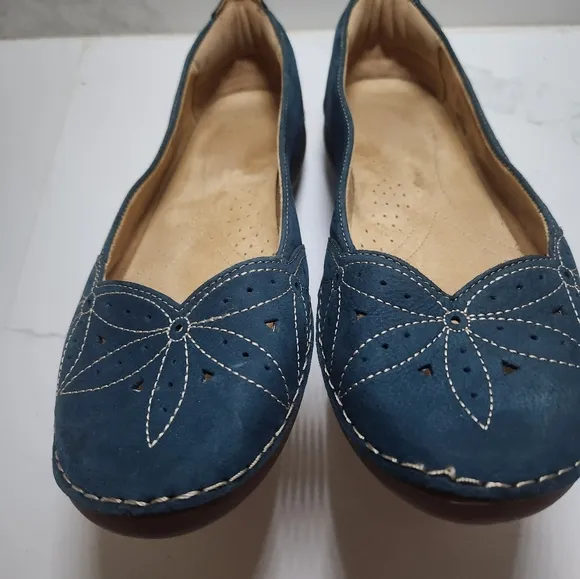Naturalizer EUC Kipper Teal Blue Suede Size 12W Leather Loafer Flats Shoes