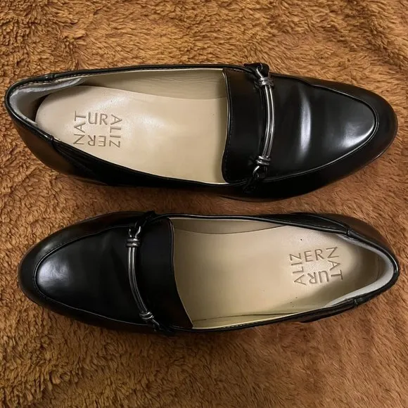 Naturalizer Women's Naples Model Slip On Block Heel Loafer Shoes Size 9W Black