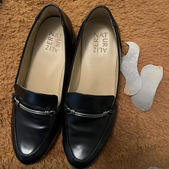 Naturalizer Women's Naples Model Slip On Block Heel Loafer Shoes Size 9W Black