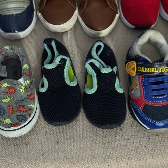 Nautica Red, Daniel Tiger, Dinosaur, Jordans, Water Shoes 6 Pair Bundle