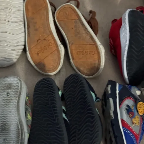 Nautica Red, Daniel Tiger, Dinosaur, Jordans, Water Shoes 6 Pair Bundle