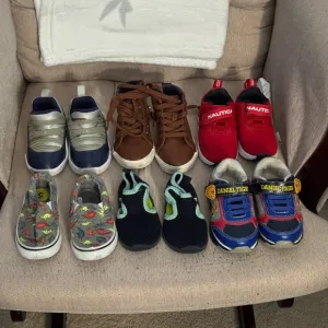 Nautica Red, Daniel Tiger, Dinosaur, Jordans, Water Shoes 6 Pair Bundle