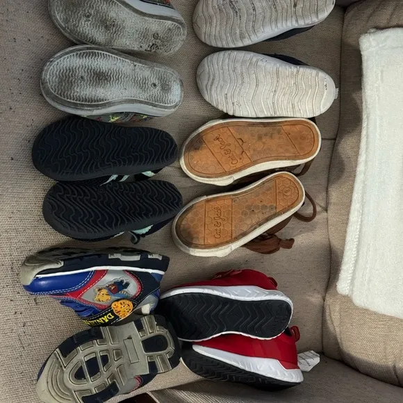 Nautica Red, Daniel Tiger, Dinosaur, Jordans, Water Shoes 6 Pair Bundle