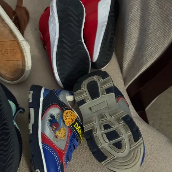 Nautica Red, Daniel Tiger, Dinosaur, Jordans, Water Shoes 6 Pair Bundle