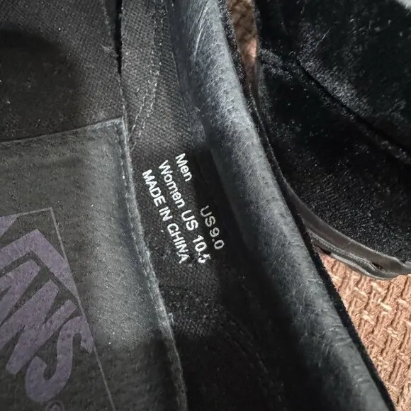 Needles X Vans Classic Slip-On Black Velvet Size M9/W10.5
