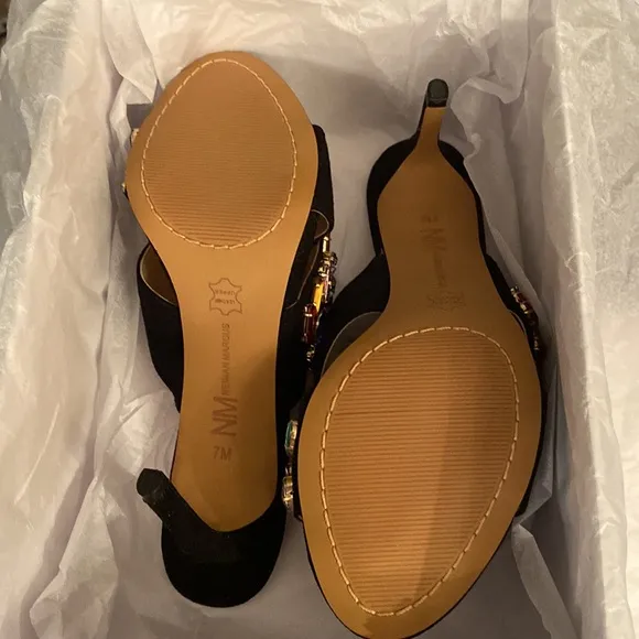 Neiman Marcus black Vibe Sandal with Multicolor crystals brand new with box!