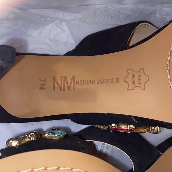 Neiman Marcus black Vibe Sandal with Multicolor crystals brand new with box!