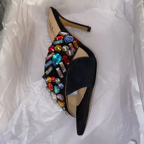 Neiman Marcus black Vibe Sandal with Multicolor crystals brand new with box!