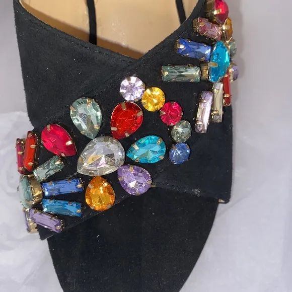 Neiman Marcus black Vibe Sandal with Multicolor crystals brand new with box!