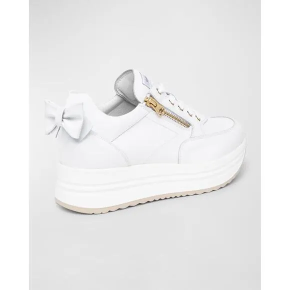 NeroGiardini Bow Platform Leather Sneakers Size 8