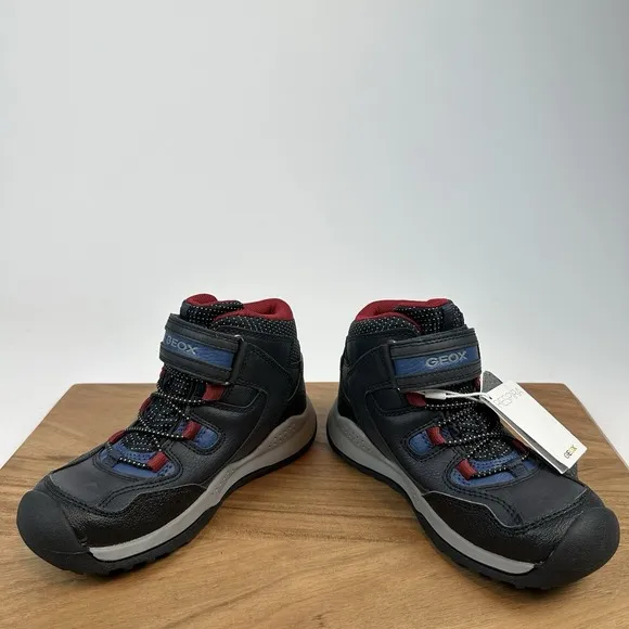 New $100 NWOB Little Kids Geox J Teram ABX Leather WP Lined Boots Shoes Size 13C