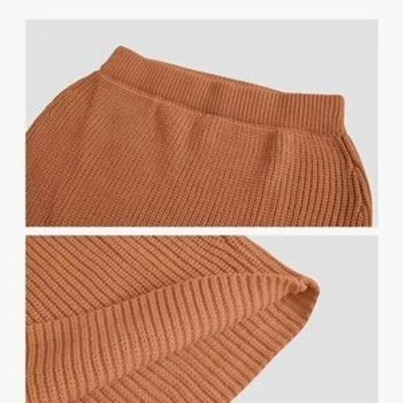 New 2pcs Deep V Neck Knit Sweater Skirt Sets