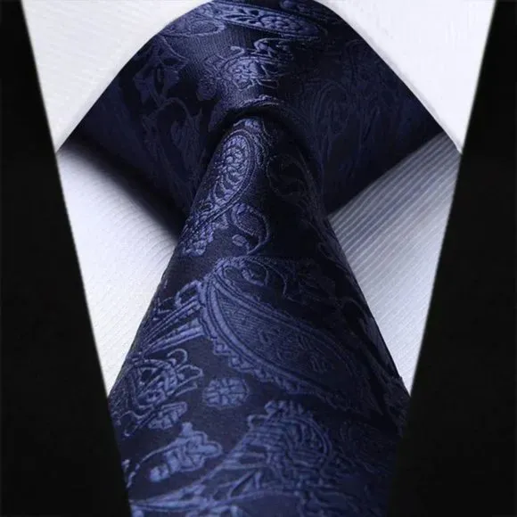 New 3PC Men's Paisley Floral Suit Vest Navy