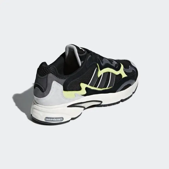 NEW ADIDAS men's temper run shoes in core black / core black / glow