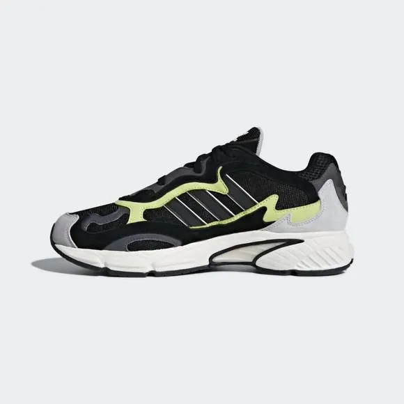 NEW ADIDAS men's temper run shoes in core black / core black / glow