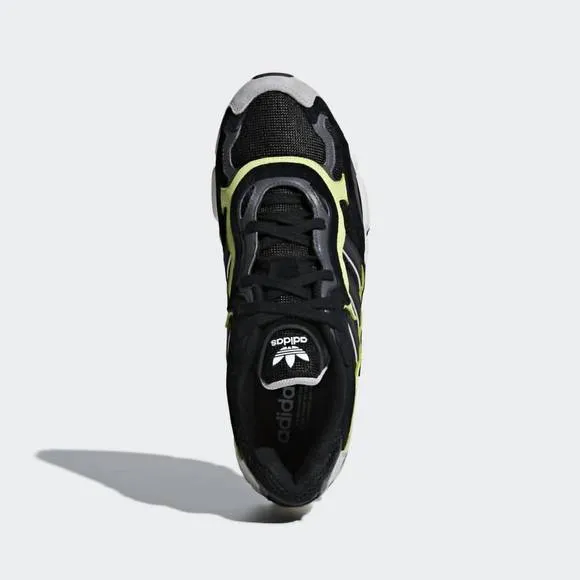 NEW ADIDAS men's temper run shoes in core black / core black / glow