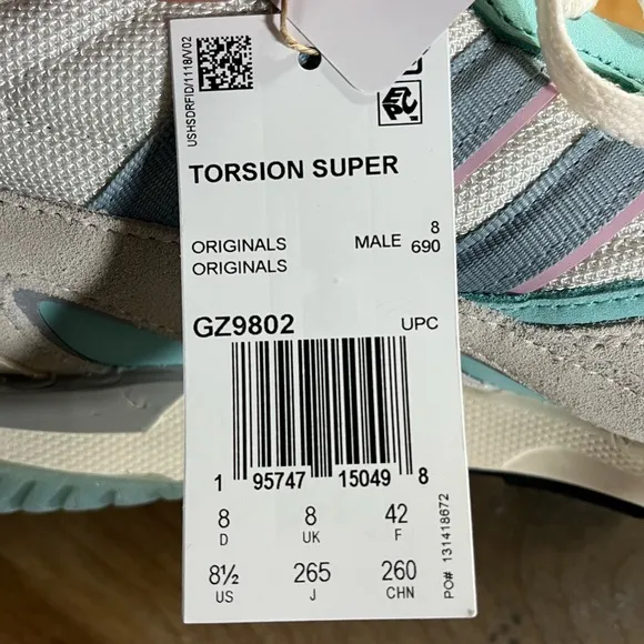 NEW Adidas Torsion Super SUEDE Mens Size 8.5 Running Shoes Sneakers Grey Mint