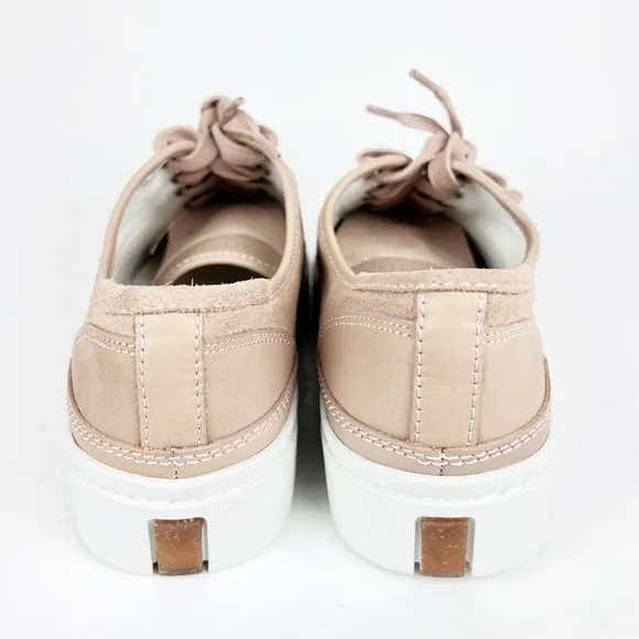 NEW AllSaints Bella Dusty Rose Pink Suede Leather Tie Platform Sneakers Size 9