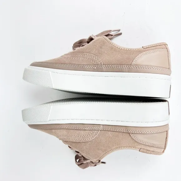 NEW AllSaints Bella Dusty Rose Pink Suede Leather Tie Platform Sneakers Size 9