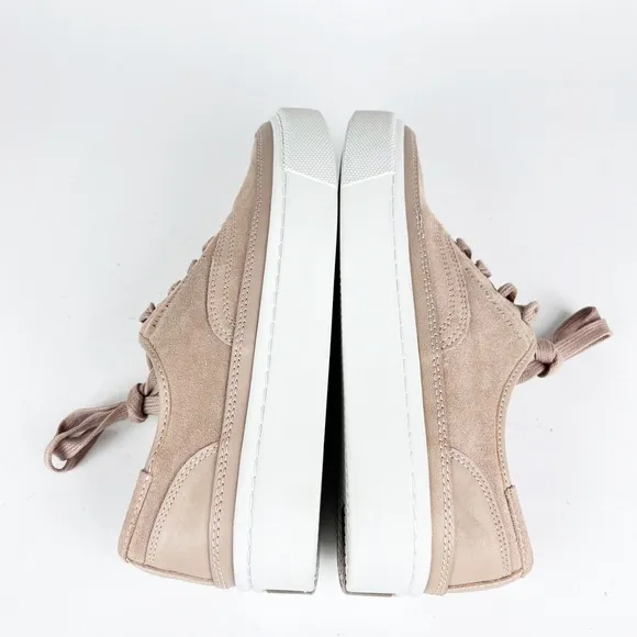 NEW AllSaints Bella Dusty Rose Pink Suede Leather Tie Platform Sneakers Size 9