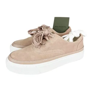 NEW AllSaints Bella Dusty Rose Pink Suede Leather Tie Platform Sneakers Size 9