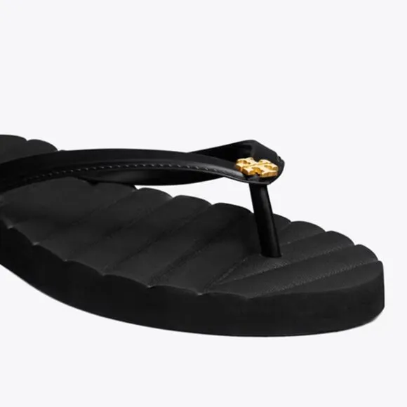New, Authentic TORY BURCH Black KIRA FLIP-FLOP Sandals shoes size 9 or 10 SALE