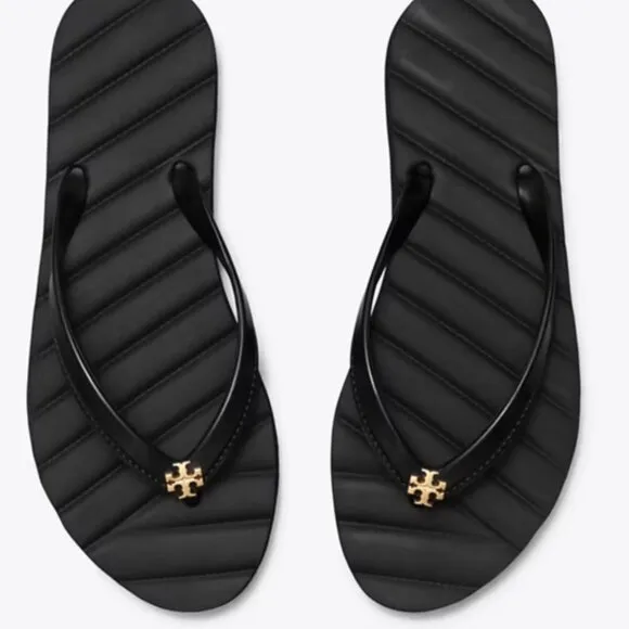New, Authentic TORY BURCH Black KIRA FLIP-FLOP Sandals shoes size 9 or 10 SALE