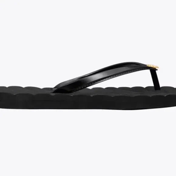 New, Authentic TORY BURCH Black KIRA FLIP-FLOP Sandals shoes size 9 or 10 SALE