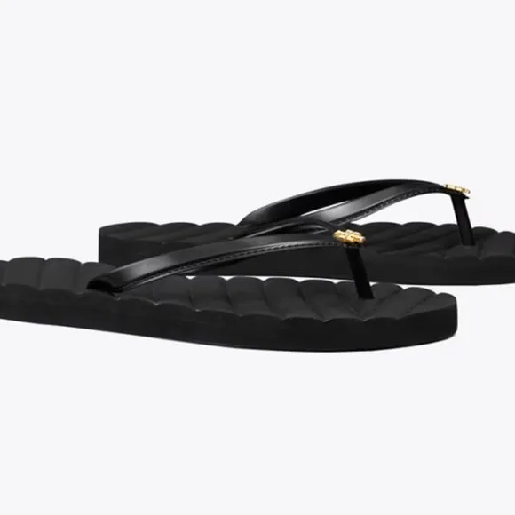 New, Authentic TORY BURCH Black KIRA FLIP-FLOP Sandals shoes size 9 or 10 SALE