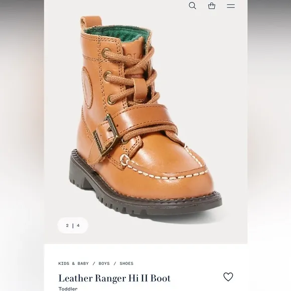 🌟New Baby Boys Polo Ralph Lauren Leather Ranger Hi Boots